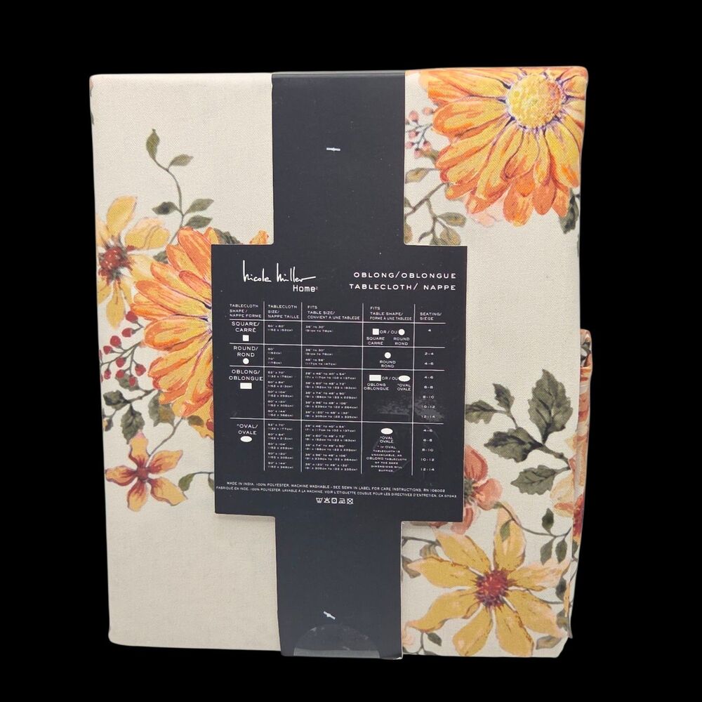 Nicole Miller Autumn Floral Tablecloth 60x84in Oblong‎ Multi